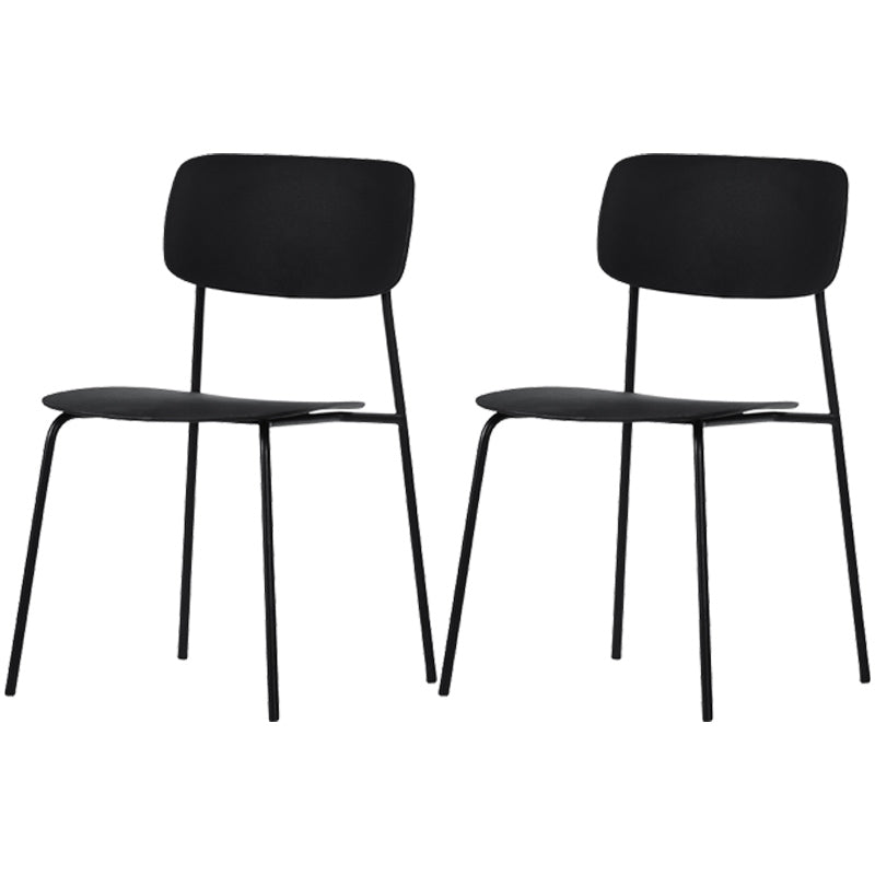 Industrial Dining Armless Chairs Plastic Open Back Side Chair with Metal Legs