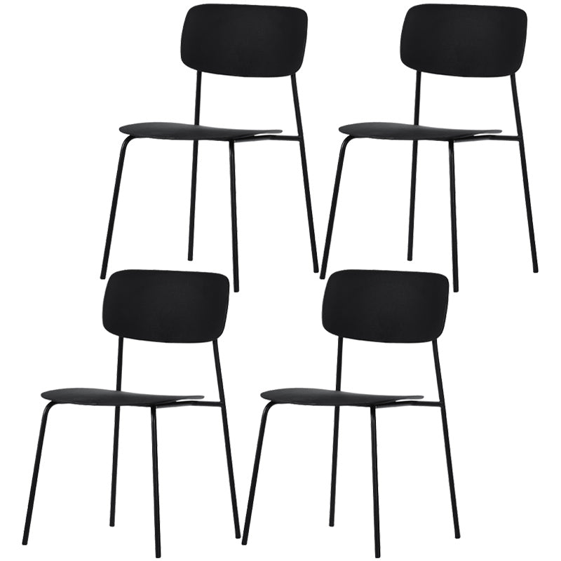 Industrial Dining Armless Chairs Plastic Open Back Side Chair with Metal Legs