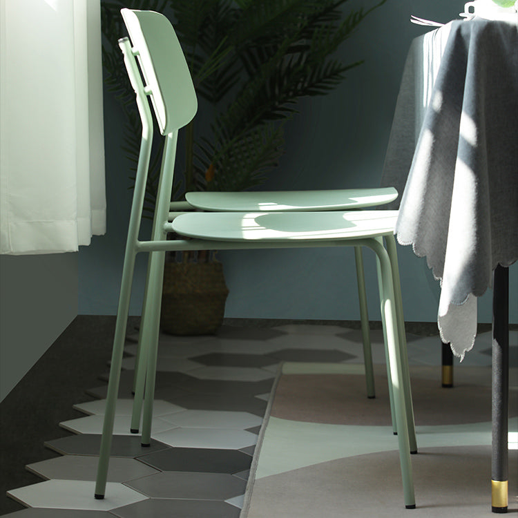 Industrial Dining Armless Chairs Plastic Open Back Side Chair with Metal Legs