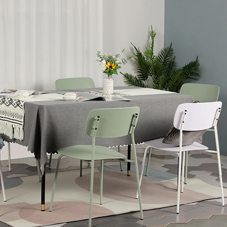 Industrial Dining Armless Chairs Plastic Open Back Side Chair with Metal Legs