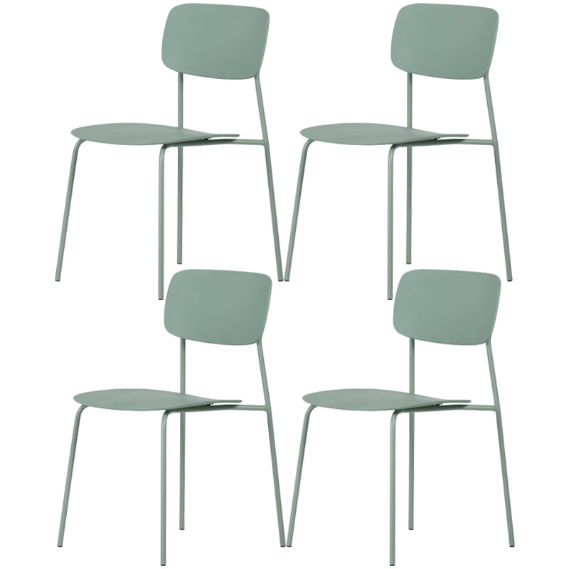 Industrial Dining Armless Chairs Plastic Open Back Side Chair with Metal Legs