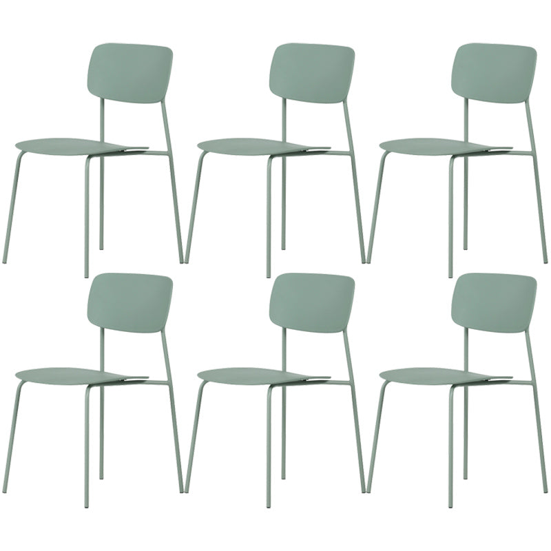 Industrial Dining Armless Chairs Plastic Open Back Side Chair with Metal Legs