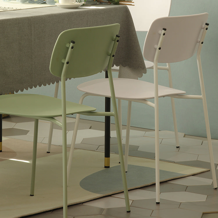Industrial Dining Armless Chairs Plastic Open Back Side Chair with Metal Legs