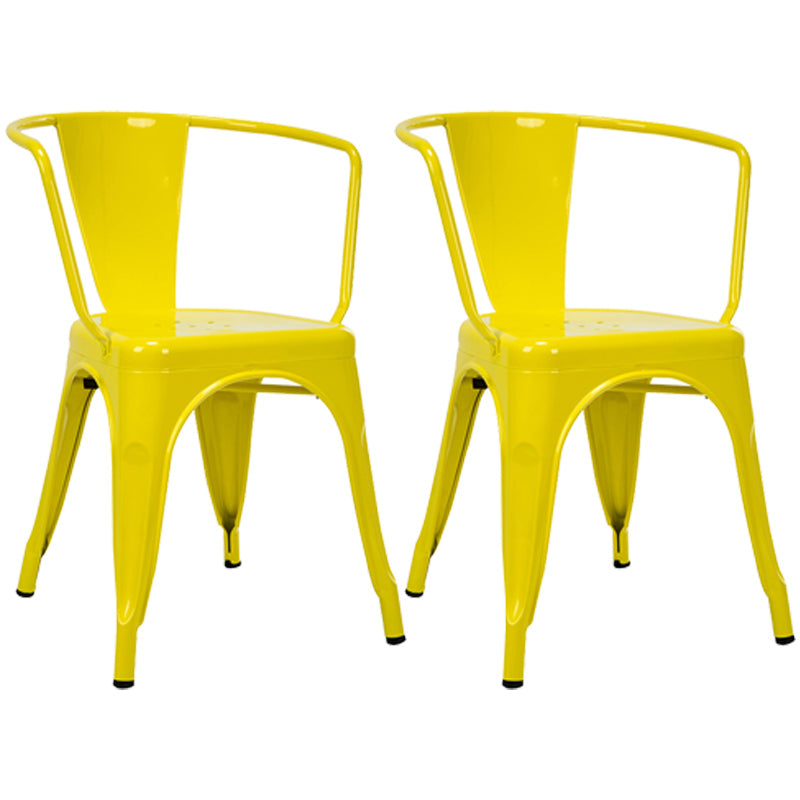 Industrial Dining Arm Chair Slat Back Side Chair with 4 Metal Legs for Home Use