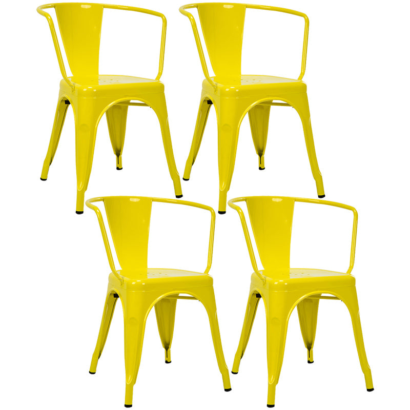 Industrial Dining Arm Chair Slat Back Side Chair with 4 Metal Legs for Home Use