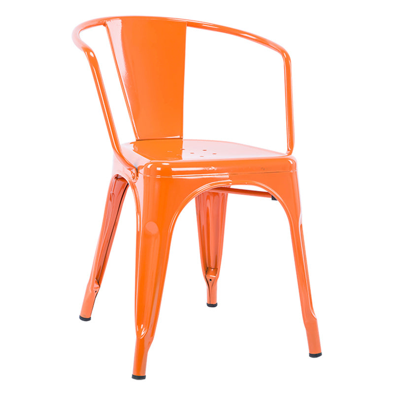 Industrial Dining Arm Chair Slat Back Side Chair with 4 Metal Legs for Home Use