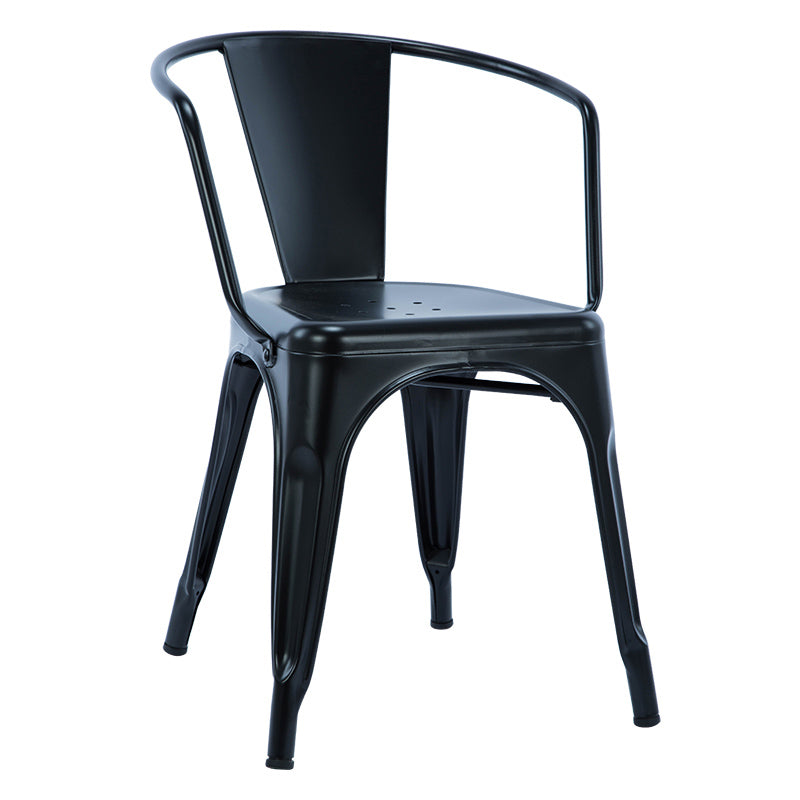 Industrial Dining Arm Chair Slat Back Side Chair with 4 Metal Legs for Home Use