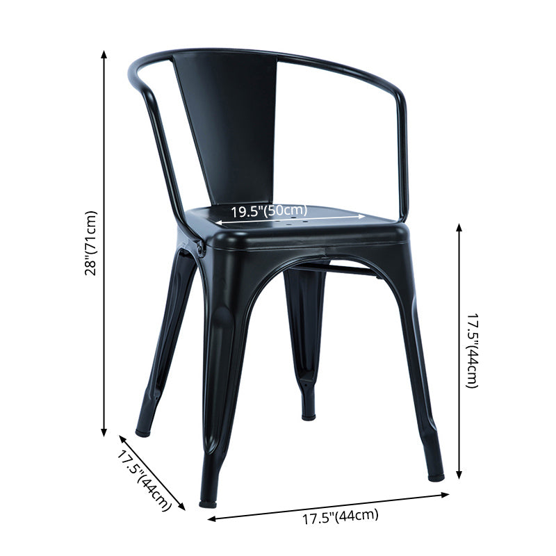 Industrial Dining Arm Chair Slat Back Side Chair with 4 Metal Legs for Home Use
