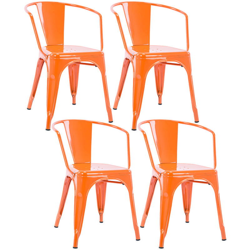 Industrial Dining Arm Chair Slat Back Side Chair with 4 Metal Legs for Home Use