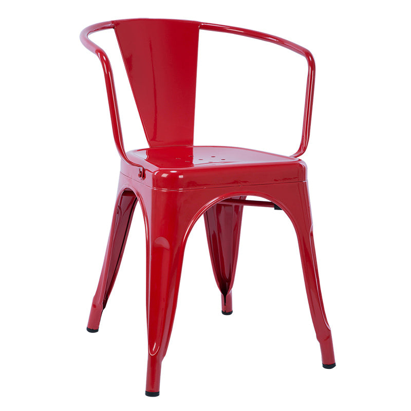 Industrial Dining Arm Chair Slat Back Side Chair with 4 Metal Legs for Home Use