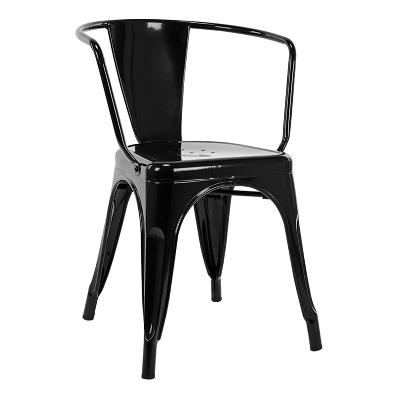 Industrial Dining Arm Chair Slat Back Side Chair with 4 Metal Legs for Home Use