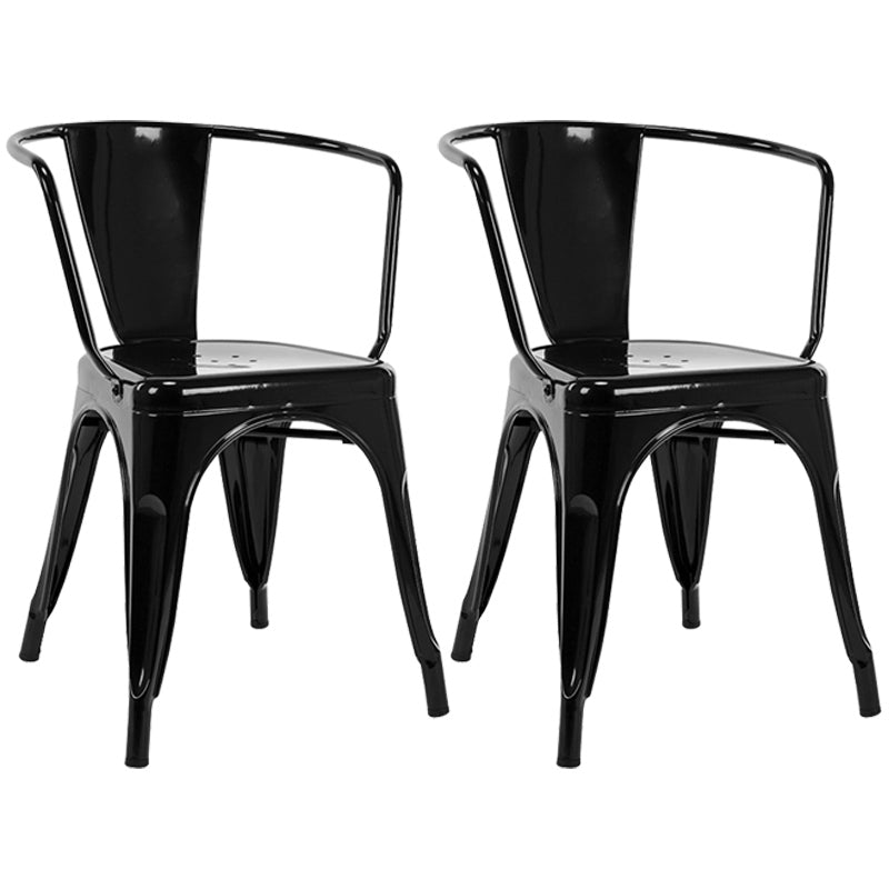Industrial Dining Arm Chair Slat Back Side Chair with 4 Metal Legs for Home Use