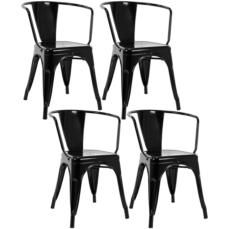 Industrial Dining Arm Chair Slat Back Side Chair with 4 Metal Legs for Home Use