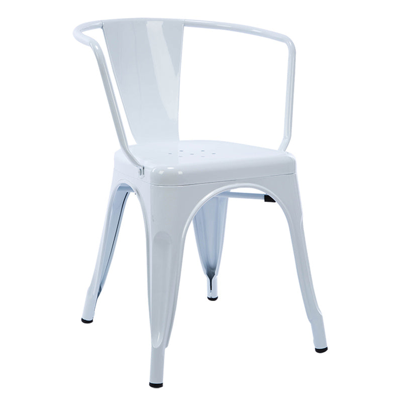 Industrial Dining Arm Chair Slat Back Side Chair with 4 Metal Legs for Home Use