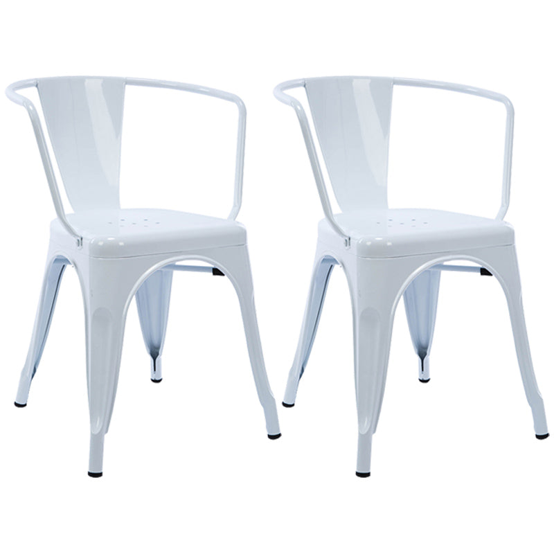Industrial Dining Arm Chair Slat Back Side Chair with 4 Metal Legs for Home Use