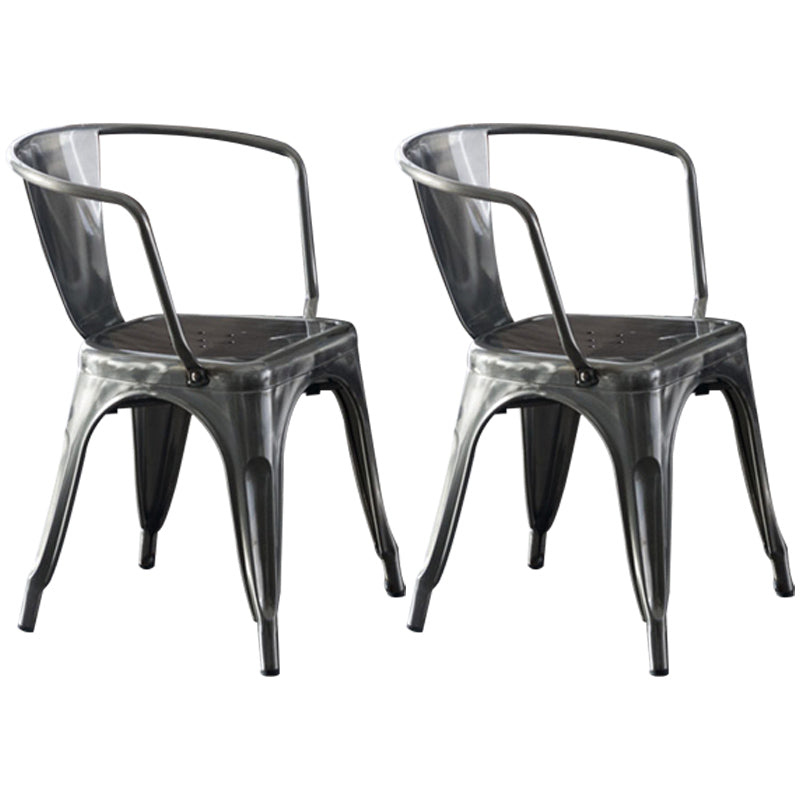 Industrial Dining Arm Chair Slat Back Side Chair with 4 Metal Legs for Home Use