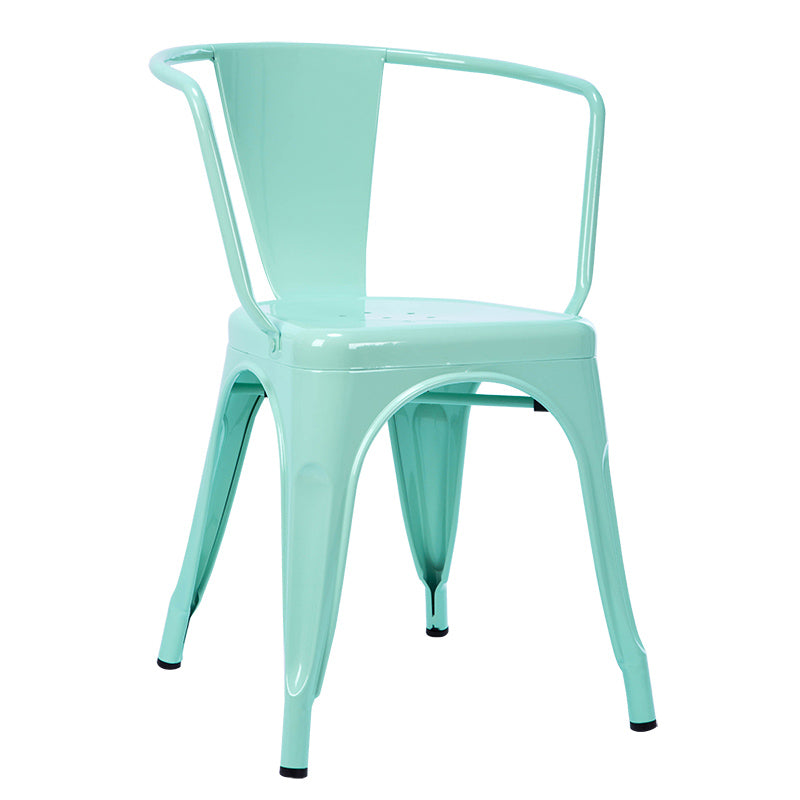 Industrial Dining Arm Chair Slat Back Side Chair with 4 Metal Legs for Home Use