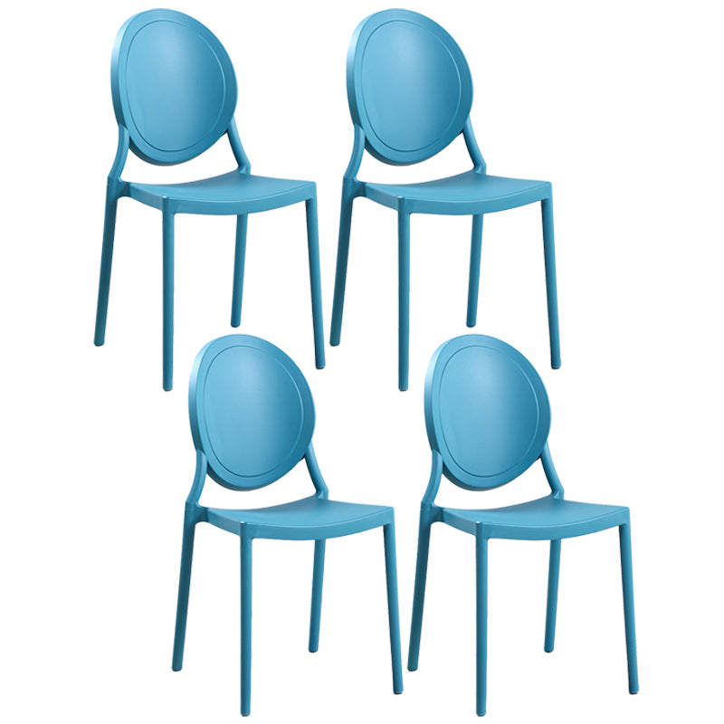 Contemporary Armless Plastic Dining Chairs Open Back Dining Side Chair for Home Use