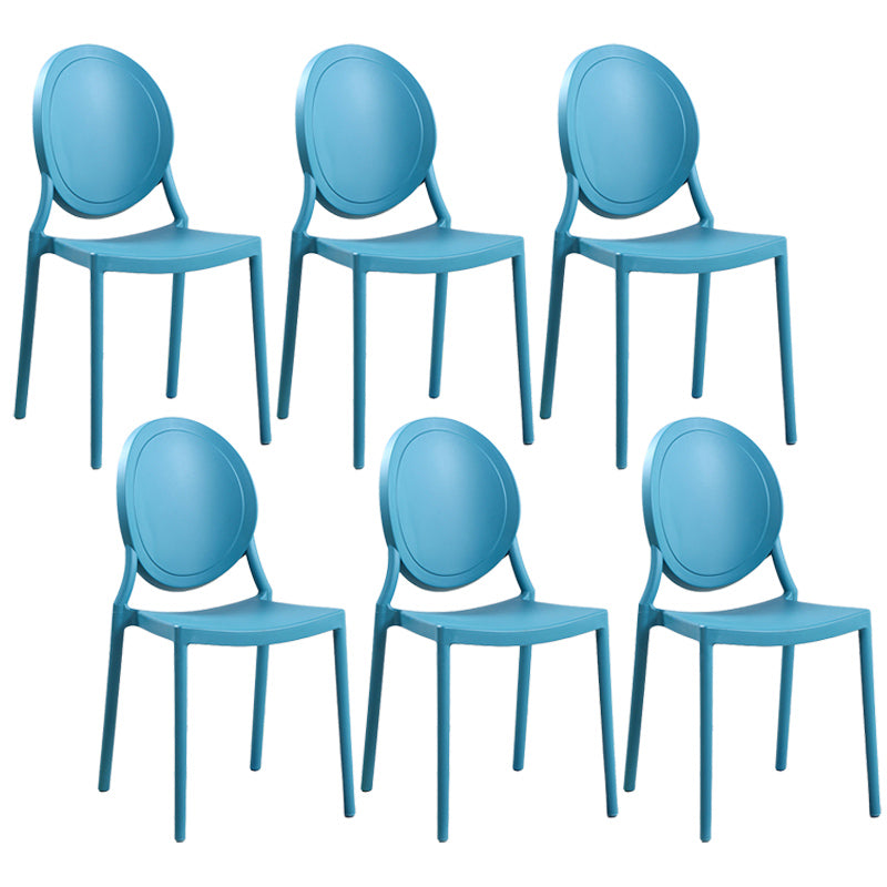 Contemporary Armless Plastic Dining Chairs Open Back Dining Side Chair for Home Use