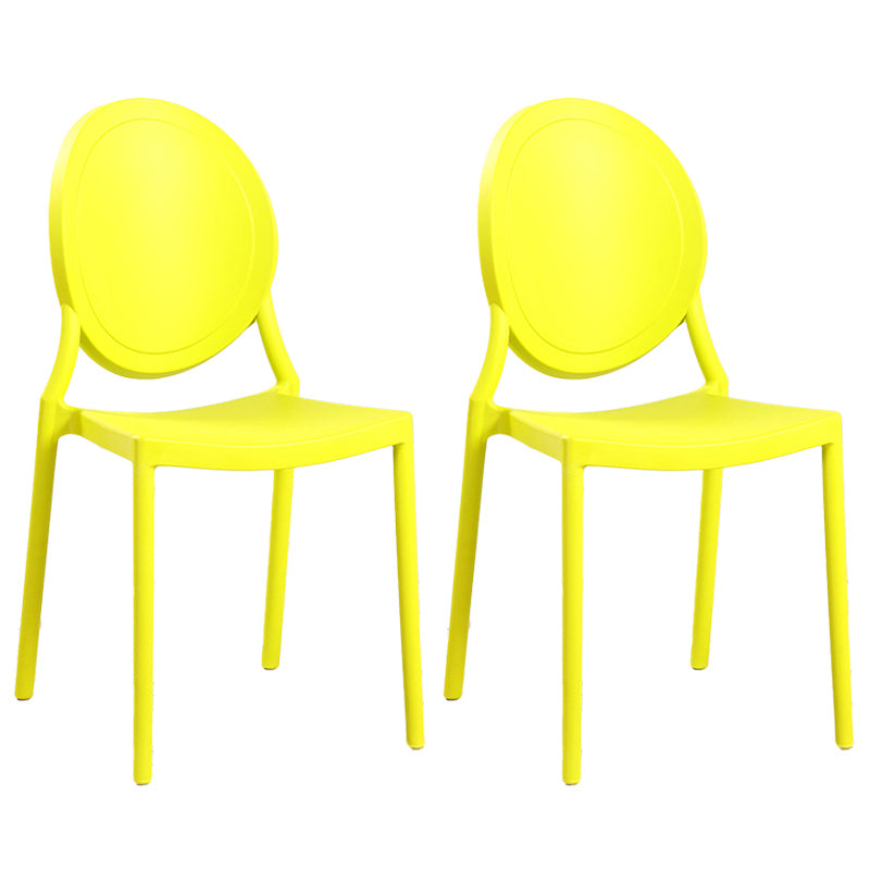 Contemporary Armless Plastic Dining Chairs Open Back Dining Side Chair for Home Use