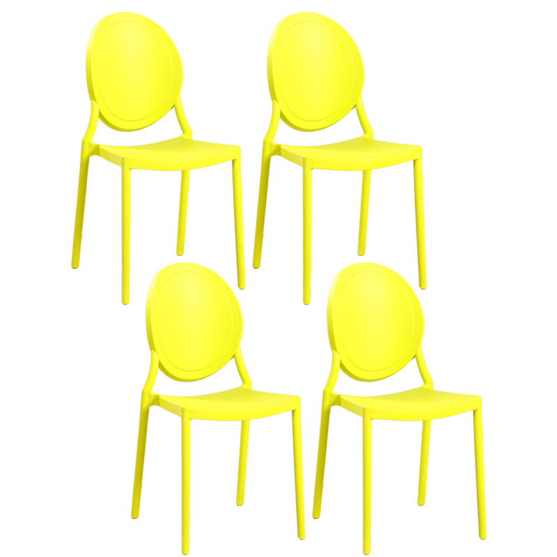 Contemporary Armless Plastic Dining Chairs Open Back Dining Side Chair for Home Use