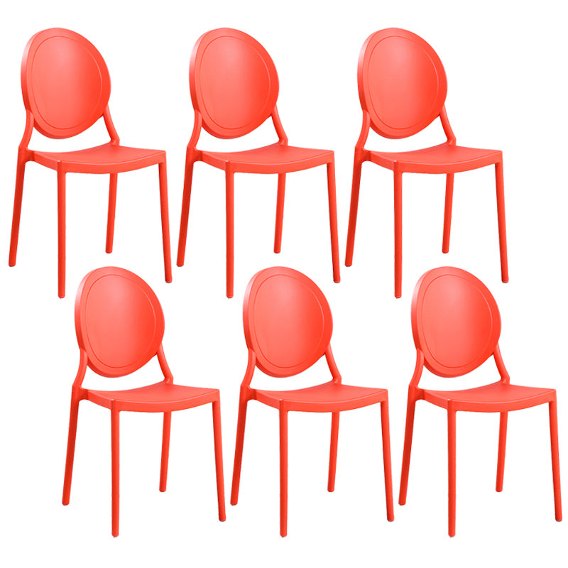 Contemporary Armless Plastic Dining Chairs Open Back Dining Side Chair for Home Use