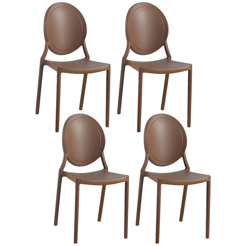 Contemporary Armless Plastic Dining Chairs Open Back Dining Side Chair for Home Use