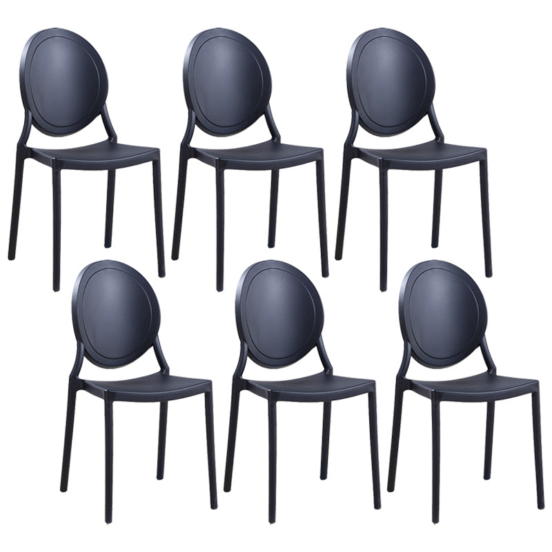 Contemporary Armless Plastic Dining Chairs Open Back Dining Side Chair for Home Use