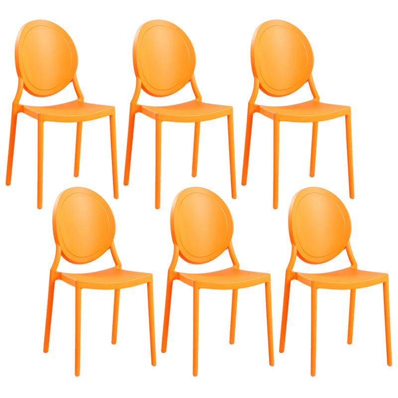 Contemporary Armless Plastic Dining Chairs Open Back Dining Side Chair for Home Use