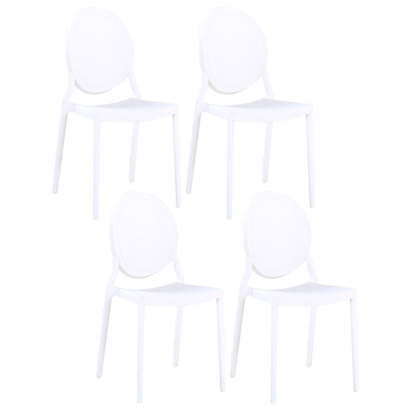 Contemporary Armless Plastic Dining Chairs Open Back Dining Side Chair for Home Use