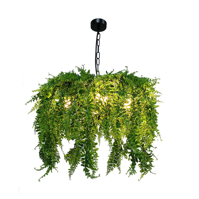 5 Lights Metal Chandelier Light Fixture Industrial Green Plant Design Restaurant Ceiling Light, 21.5"/25.5" Wide