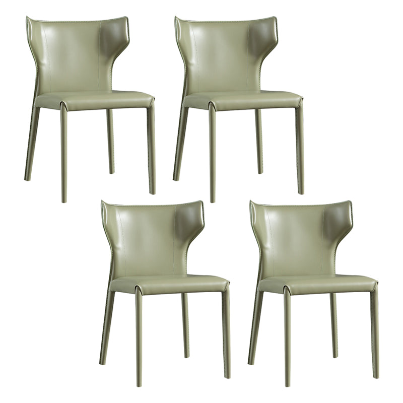 Faux Leather Contemporary Dining Room Chair Metallic Finish Wingback Side Chair
