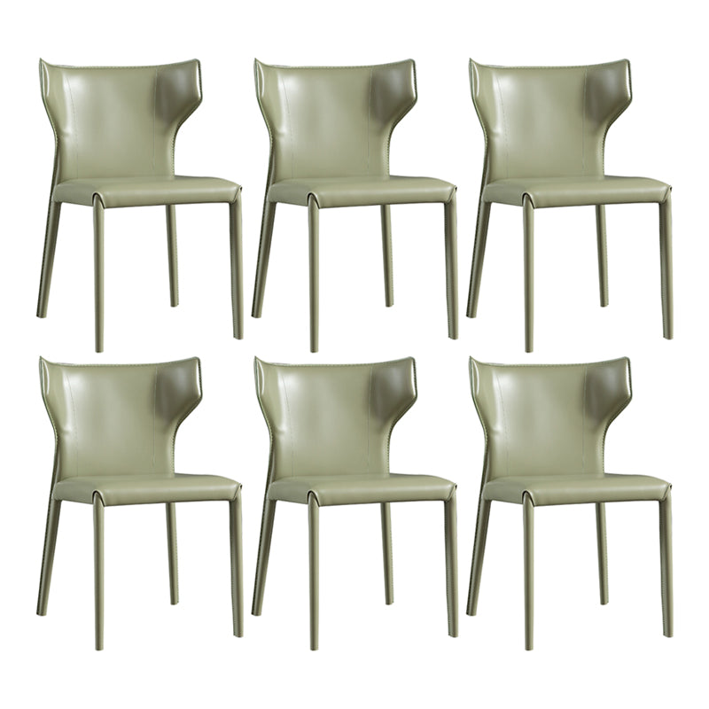 Faux Leather Contemporary Dining Room Chair Metallic Finish Wingback Side Chair