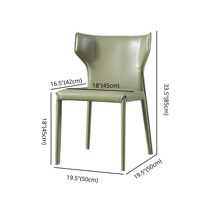 Faux Leather Contemporary Dining Room Chair Metallic Finish Wingback Side Chair