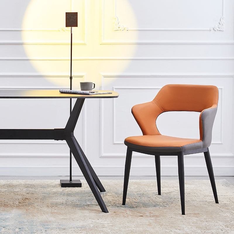Dining Room Leather Dining Chair Contemporary Open Back Dining Arm Chair