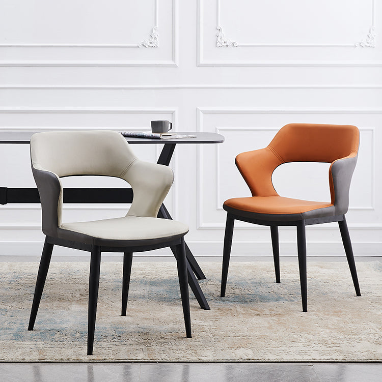 Dining Room Leather Dining Chair Contemporary Open Back Dining Arm Chair