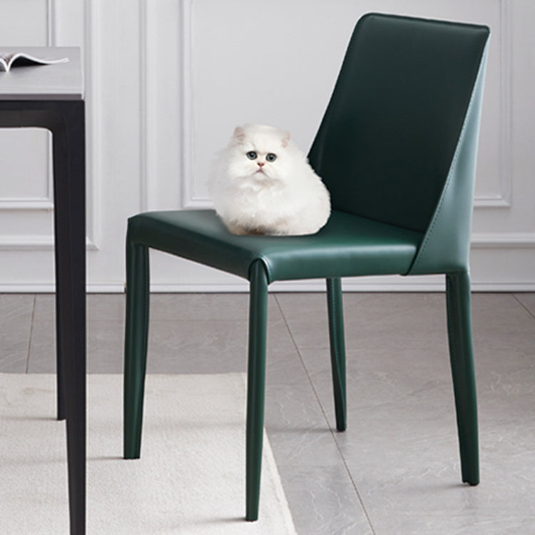 Faux Leather Contemporary Dining Chair Matte Finish Solid Back Dining Chair