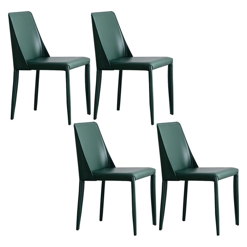 Faux Leather Contemporary Dining Chair Matte Finish Solid Back Dining Chair