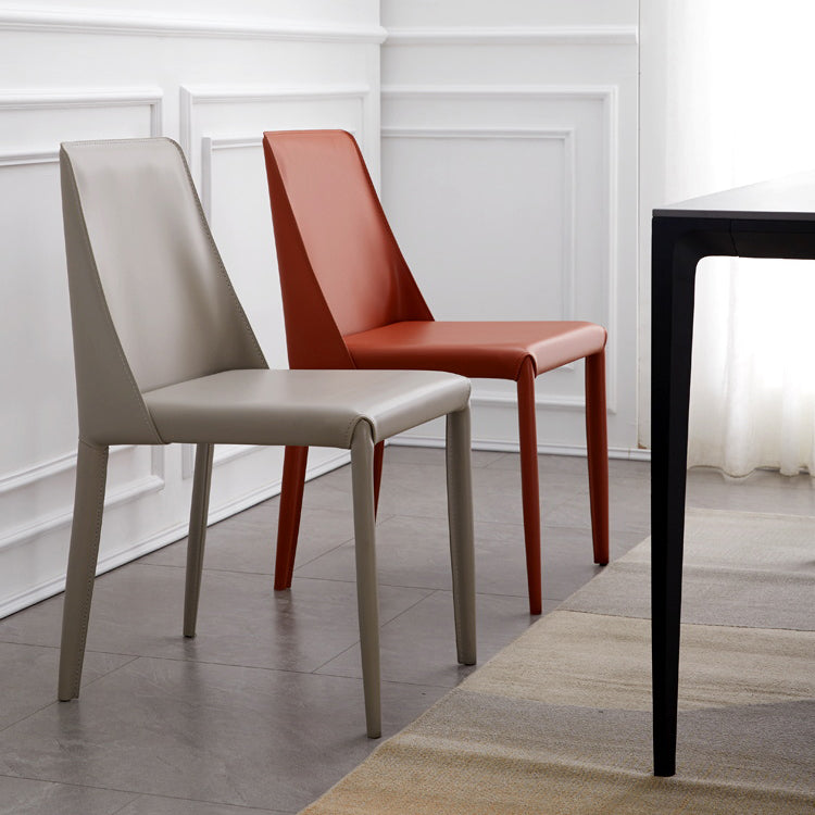 Faux Leather Contemporary Dining Chair Matte Finish Solid Back Dining Chair