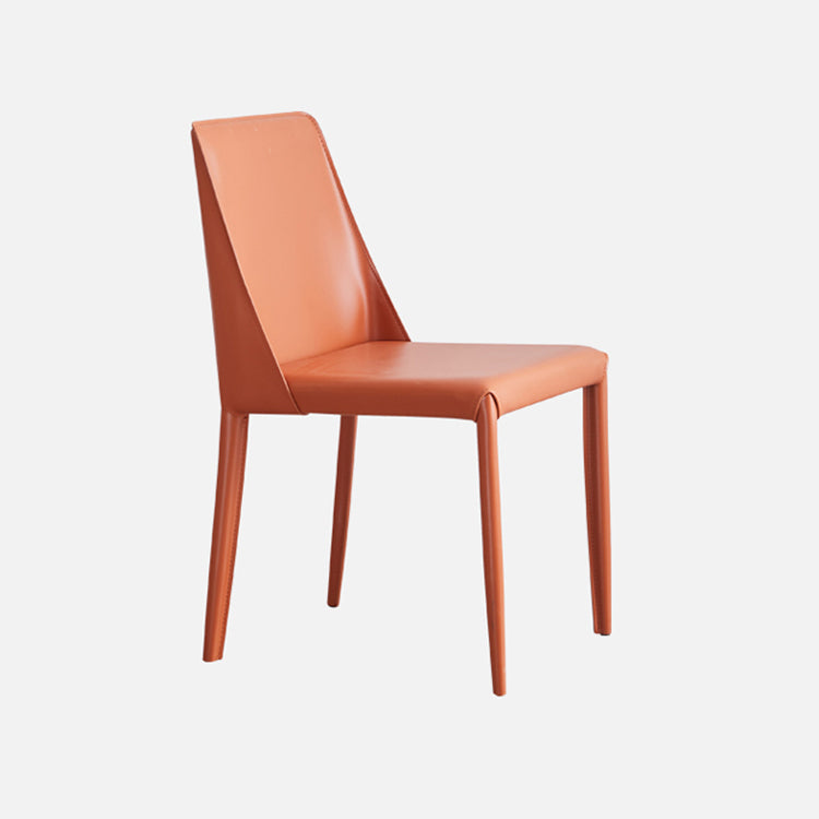 Faux Leather Contemporary Dining Chair Matte Finish Solid Back Dining Chair