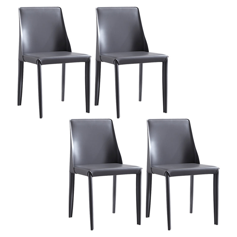 Faux Leather Contemporary Dining Chair Matte Finish Solid Back Dining Chair