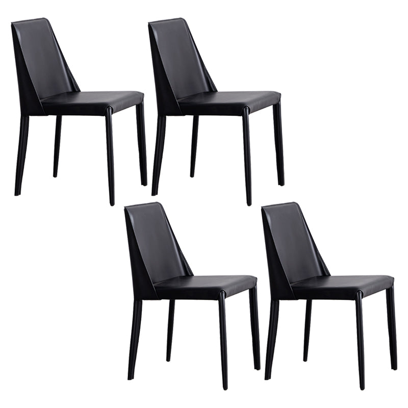 Faux Leather Contemporary Dining Chair Matte Finish Solid Back Dining Chair