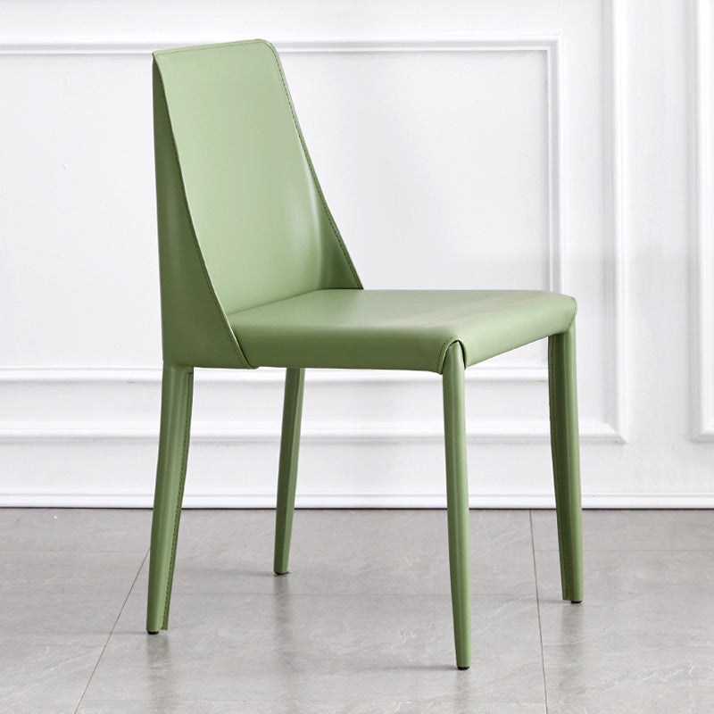 Faux Leather Contemporary Dining Chair Matte Finish Solid Back Dining Chair