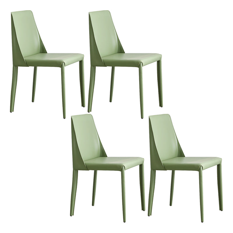 Faux Leather Contemporary Dining Chair Matte Finish Solid Back Dining Chair
