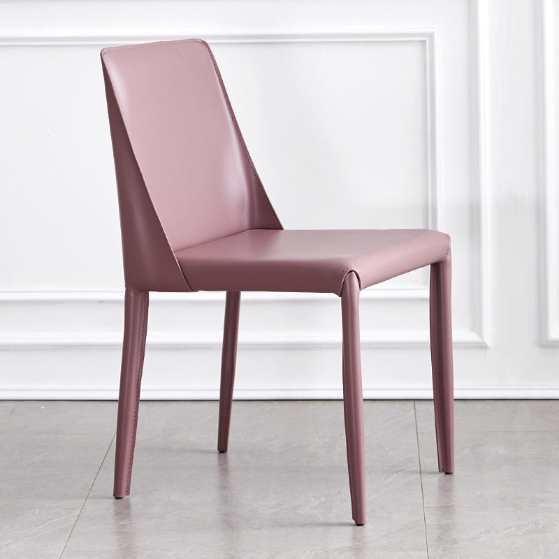 Faux Leather Contemporary Dining Chair Matte Finish Solid Back Dining Chair