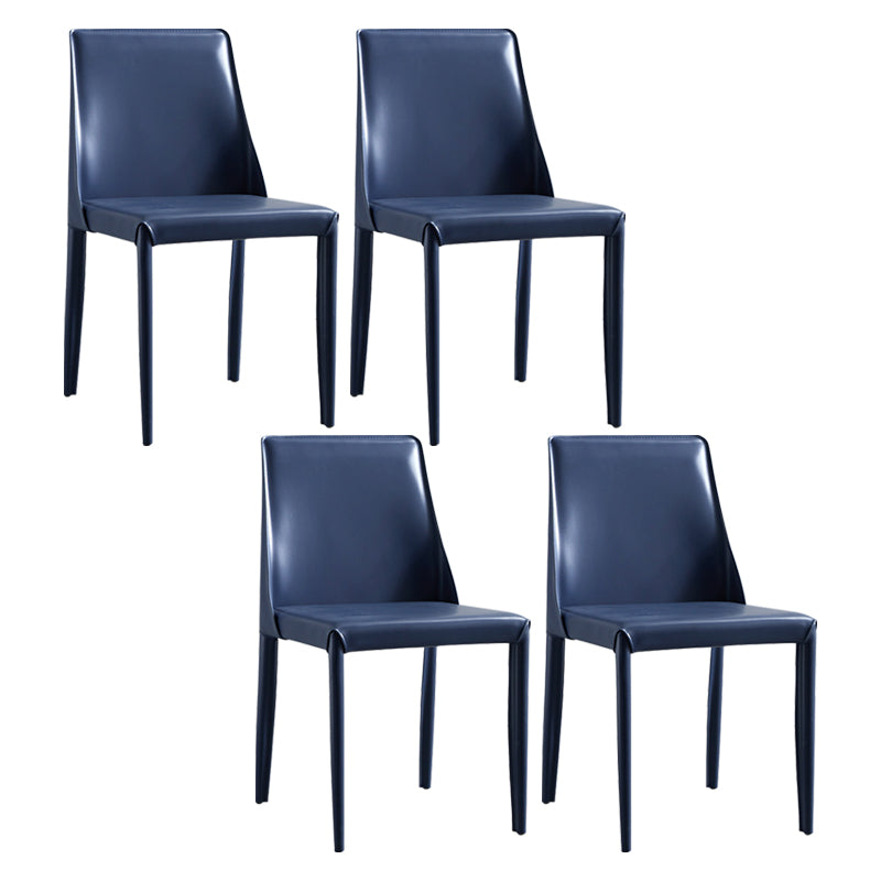 Faux Leather Contemporary Dining Chair Matte Finish Solid Back Dining Chair