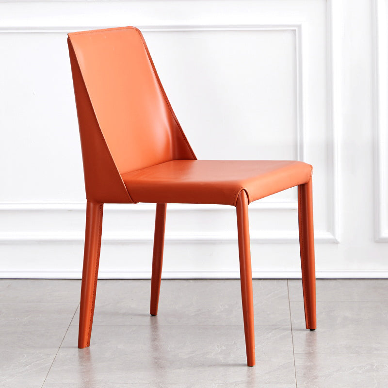 Faux Leather Contemporary Dining Chair Matte Finish Solid Back Dining Chair