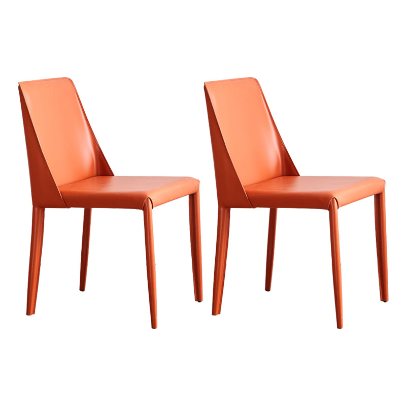 Faux Leather Contemporary Dining Chair Matte Finish Solid Back Dining Chair