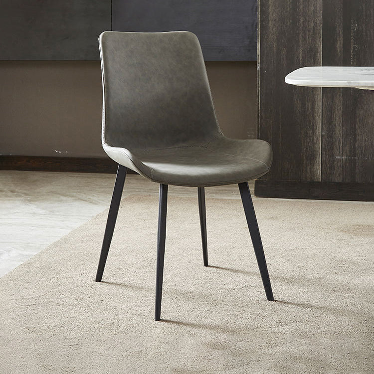 Sedie da pranzo contemporanee cucina in pelle finta sedia parsons con gambe in acciaio al carbonio