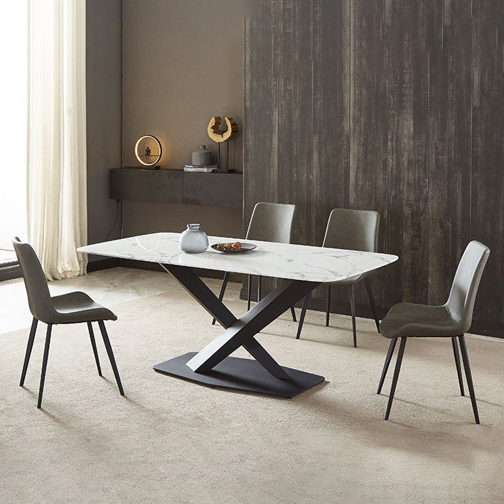 Sedie da pranzo contemporanee cucina in pelle finta sedia parsons con gambe in acciaio al carbonio